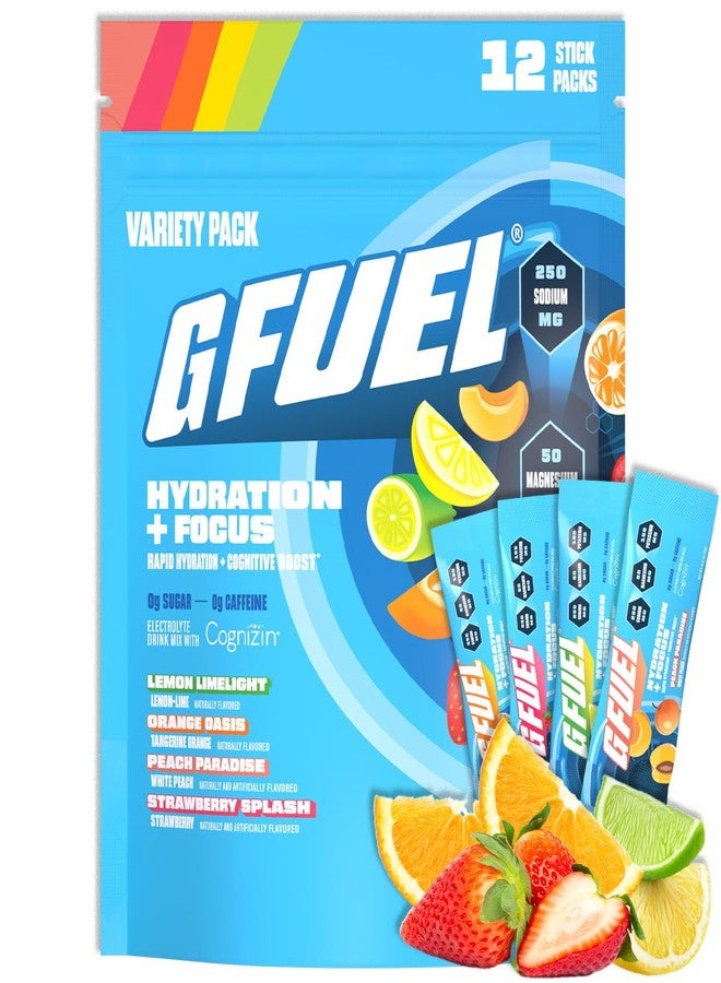 G Fuel Electrolytes Powder for Instant Hydration and Focus | Sugar Free Electrolytes Variety Pack of Lemon, Orange, Peach, Strawberry, Nootropic Drink Mixes to Sharpen Mental Focus, 12 Servings - Image 1